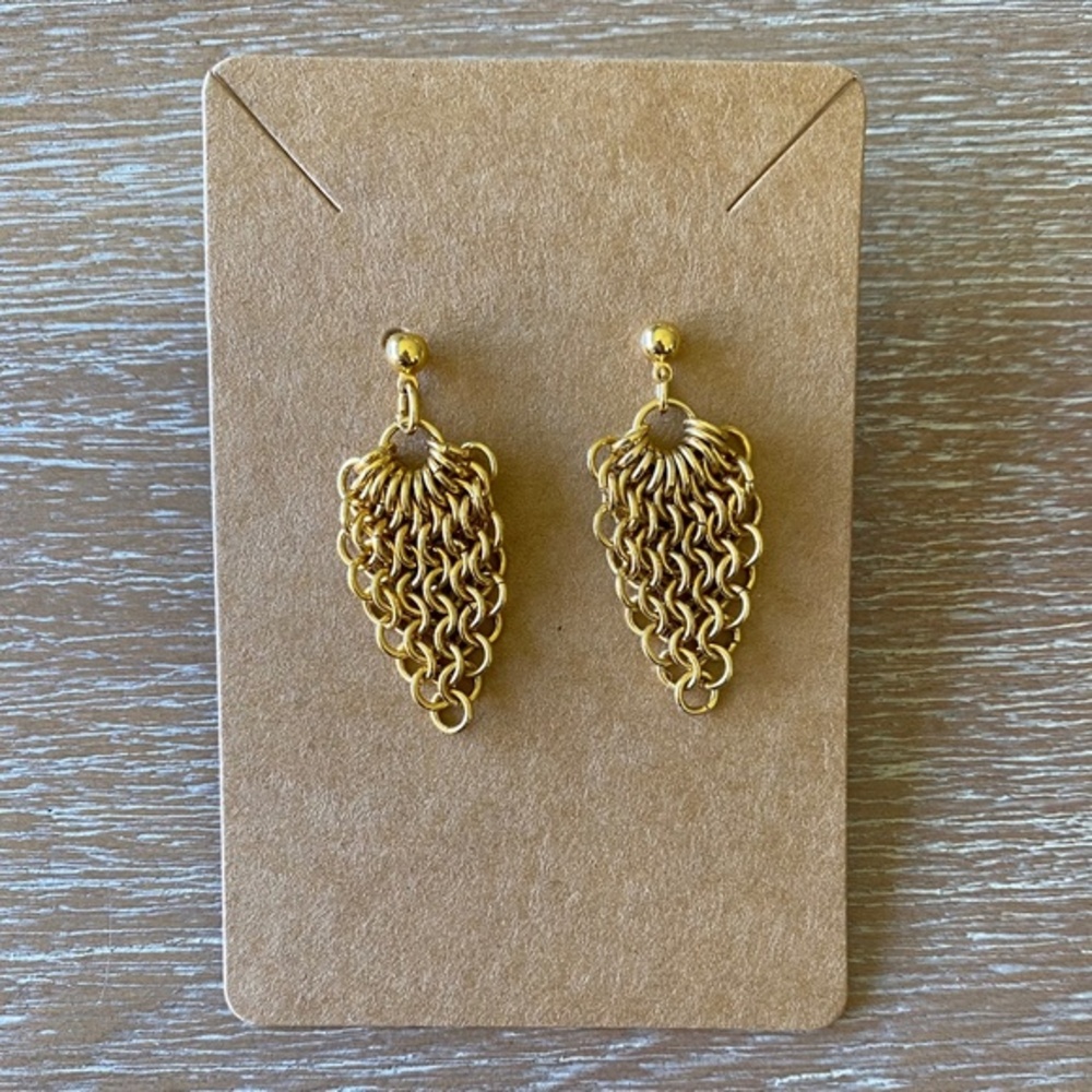 Dangle Chain Pierced Earrings in Gold Tone
